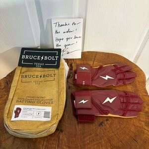 Bruce Bolt Premium Pro Maroon Batting Gloves